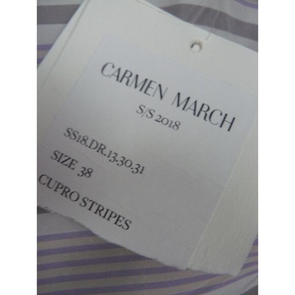 $2,270 Carmen March Cupro Stripes Belted Ruched Sheath Dress 38 IT sz 4 US M491 - Picture 12 of 12